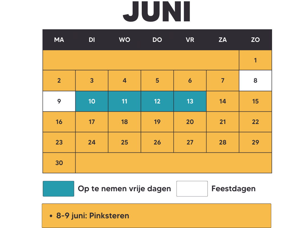 vakantiedagen juni 2025